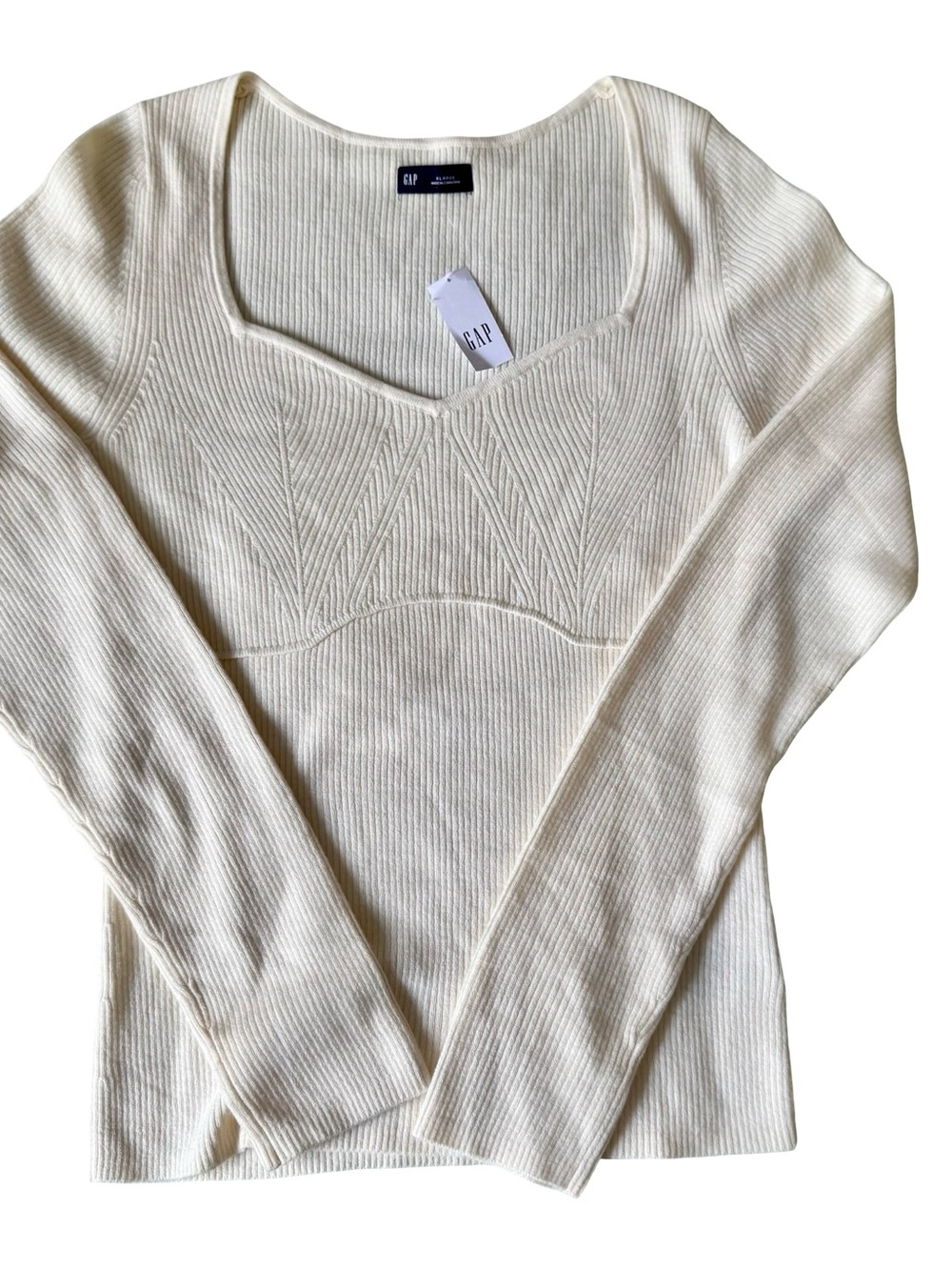 NWT GAP Women’s Rib-Knit Sweetheart Corset Pullover Sweater Size XL